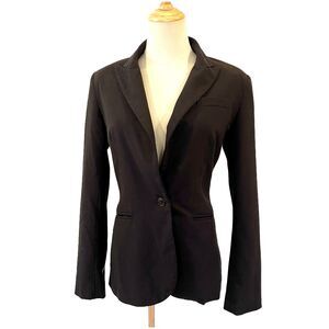 Norma Kamali Women's Black Blazer Size 6 Notched Collar Single Button Office